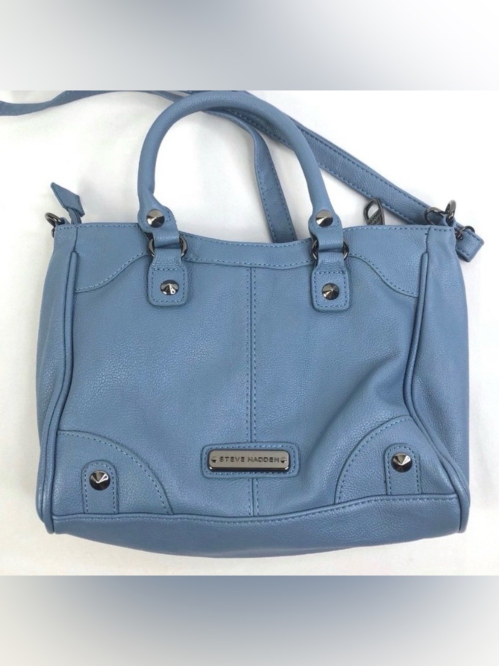 Steve Madden Powder Blue Leather Satchel with Top Handles